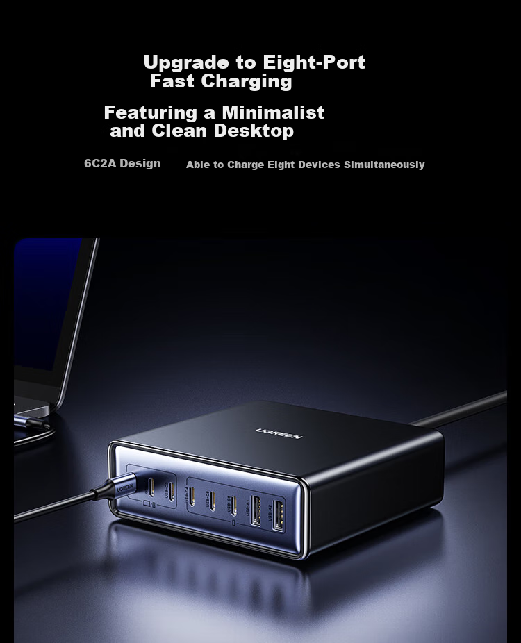 UGREEN 200W Gallium Nitride Charger, Desktop Charging Station, Multi-Port Type-C PPS/PD 100W Fast Charger, Suitable for Apple 18/17 MacBook Pro Laptops And Smartphones 7