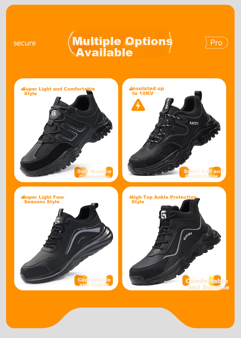 GUYISA Safety Shoes for Men, Summer Breathable Anti-Smashing Anti-Puncture Steel Toe Cap Ultra-Light Soft Sole Construction Site Work Boots 3102 Size 46 11