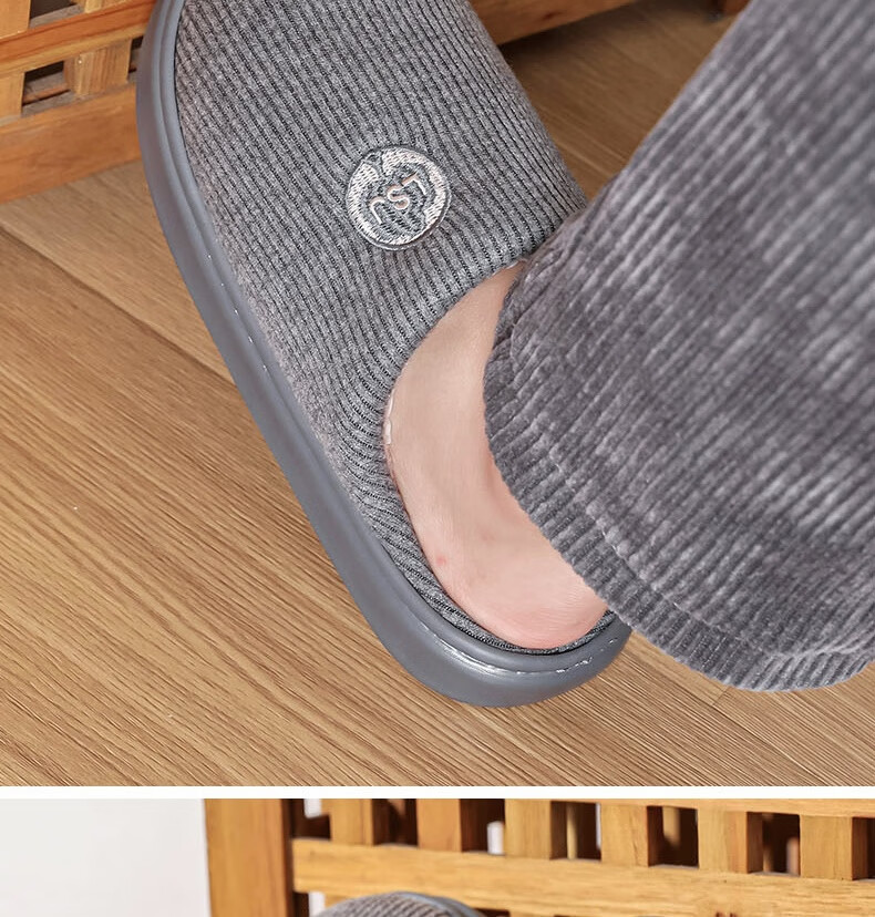 Huamei Jianbu Unisex Versatile Half-Cover Cotton Slippers Indoor Outdoor Fleece Lined Warm Cotton Slippers HM2502 Navy Blue Size 40-41 12