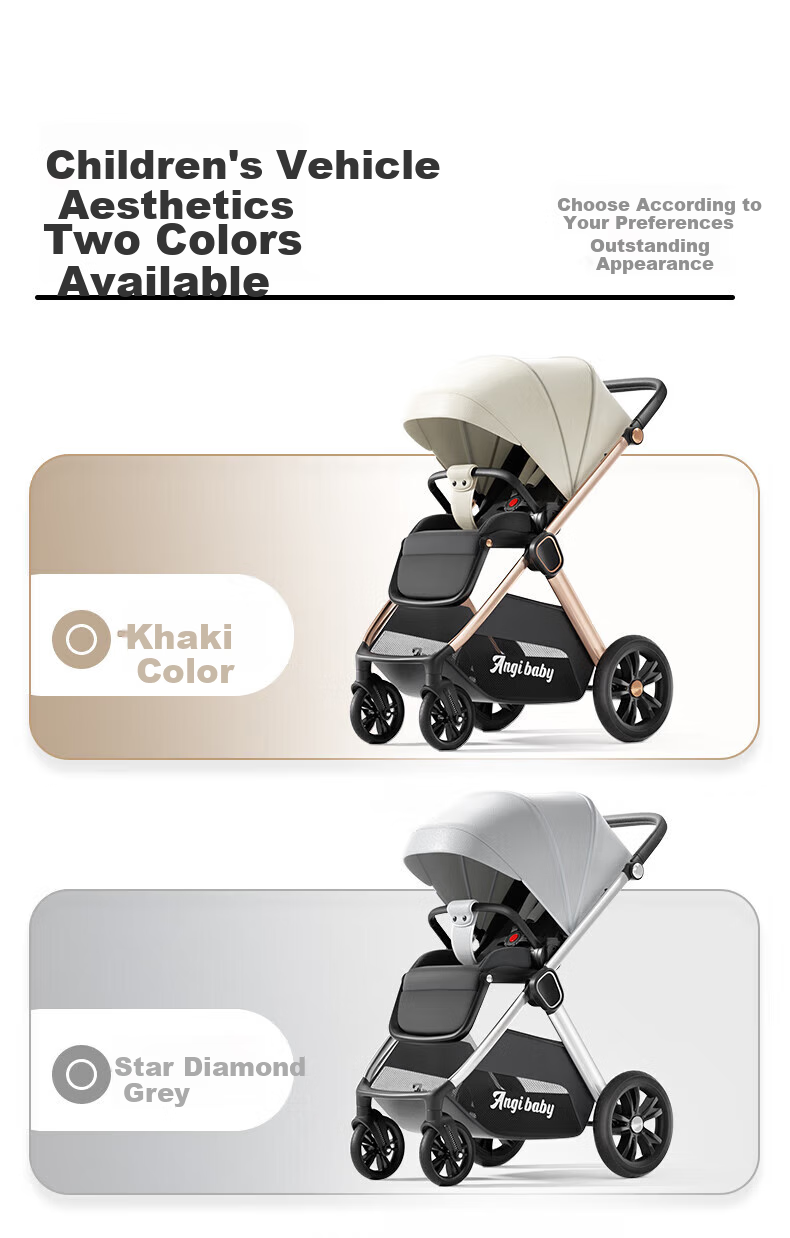 ANGI BABY Stroller with High View, Reversible Seating And Lying Positions, Shock-Absorbing, Foldable, Suitable for Newborns to 3 Years Old 17