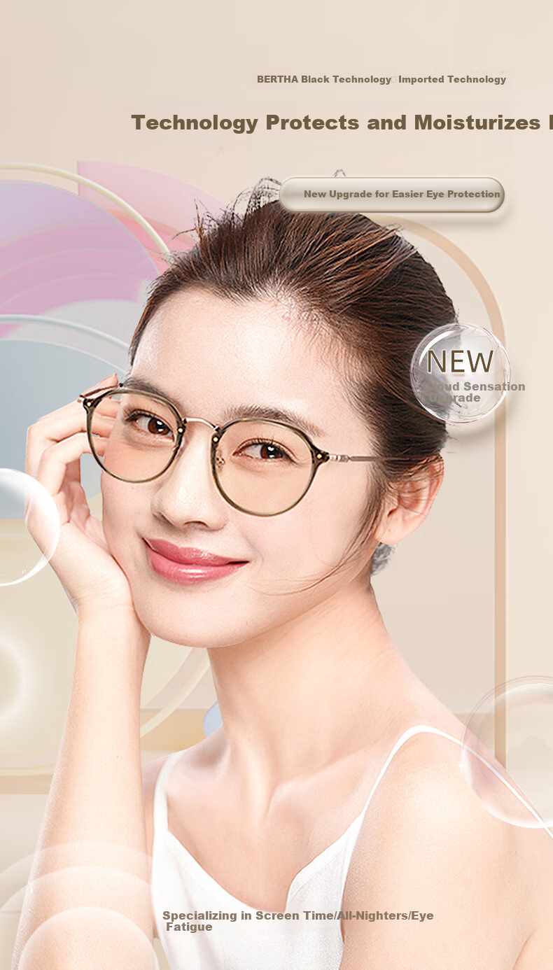Bertha American Anti-Blue Light Radiation Protection Glasses for Women, Phone And Computer Eye Protection, Non-Prescription Glasses for Eye Fatigue And Post-Surgery Use 1