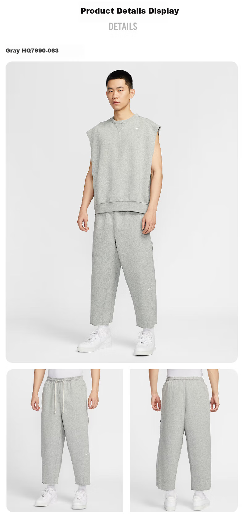 NIKE Men's Athletic Pants, Knitted Straight-Leg Trousers, Sweatpants, Cropped Pants, HQ7990-063 Gray, L 3