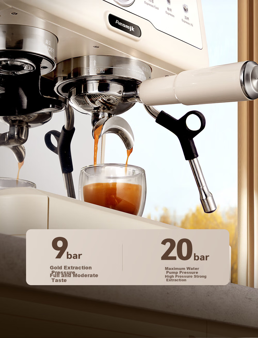 AEOMJK Aimo Ke Coffee Machine, Semi-Automatic Italian-Style Grinding All-In Americano for Home And Office Use, Dual Pump Dual Boiler Automatic Milk Frother CM5710, Holiday Gift 12