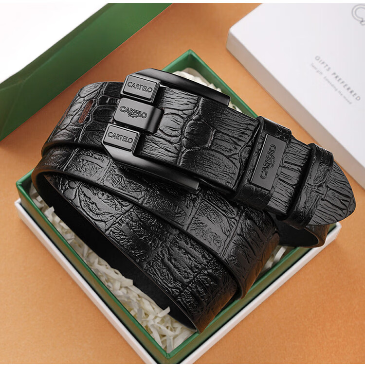CARTELO Men's Vintage First Layer Cowhide Leather Pin Buckle Fashion Belt Gift for Boyfriend Husband Dad 18