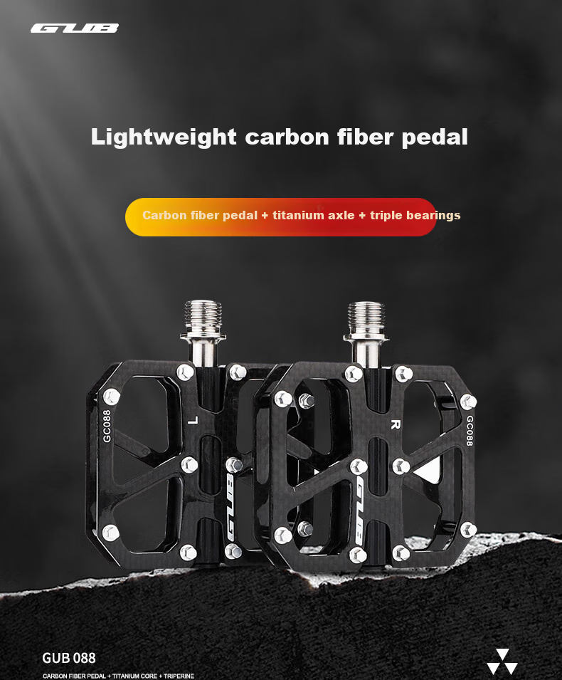 GUB Carbon Fiber Bicycle Pedals, Sanpei Lin Road Mountain Universal Titanium Bearing Pedals 2