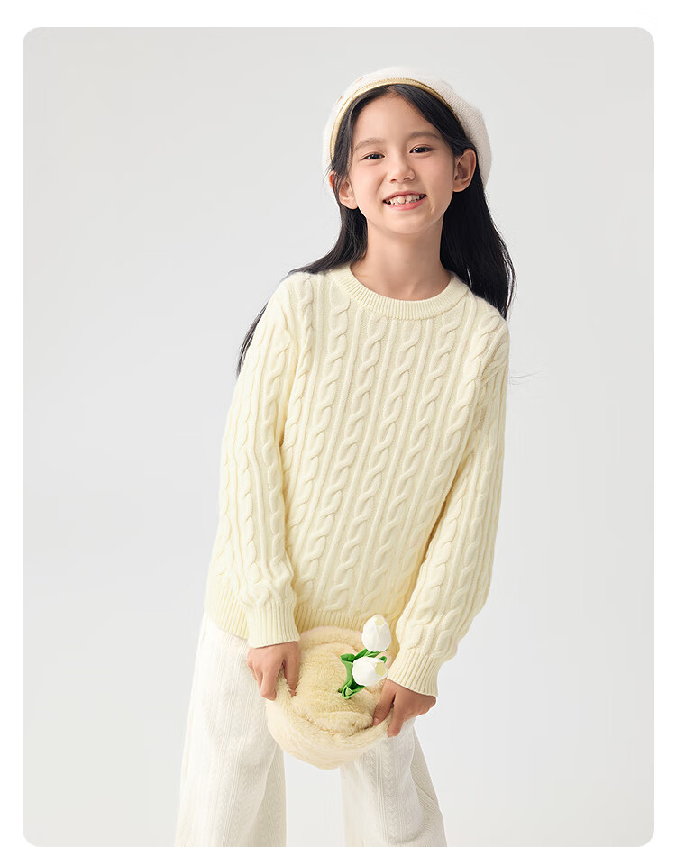 Balabala BalaOne Kids Sweater Boys Girls 2025 Winter Cable Knit Pullover 208425103211 6