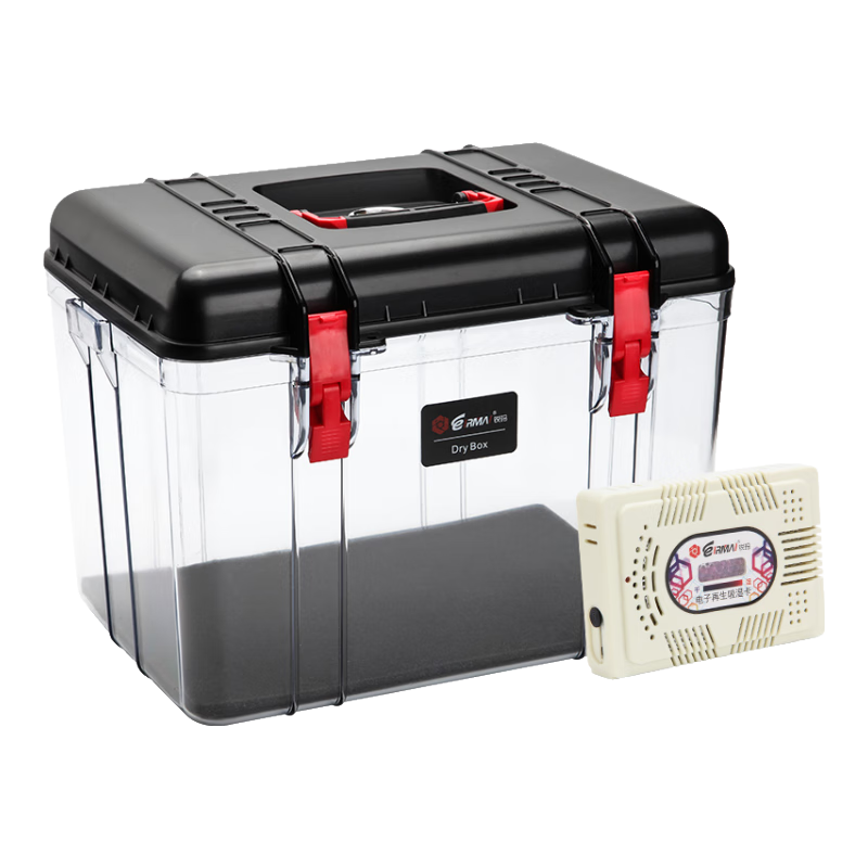 EIRMAI R25 DSLR Camera Dry Box, Moisture-Proof Case, Sealed Lens Electronic Box, Large Size, Handheld, Built-In Desiccant Card, Black