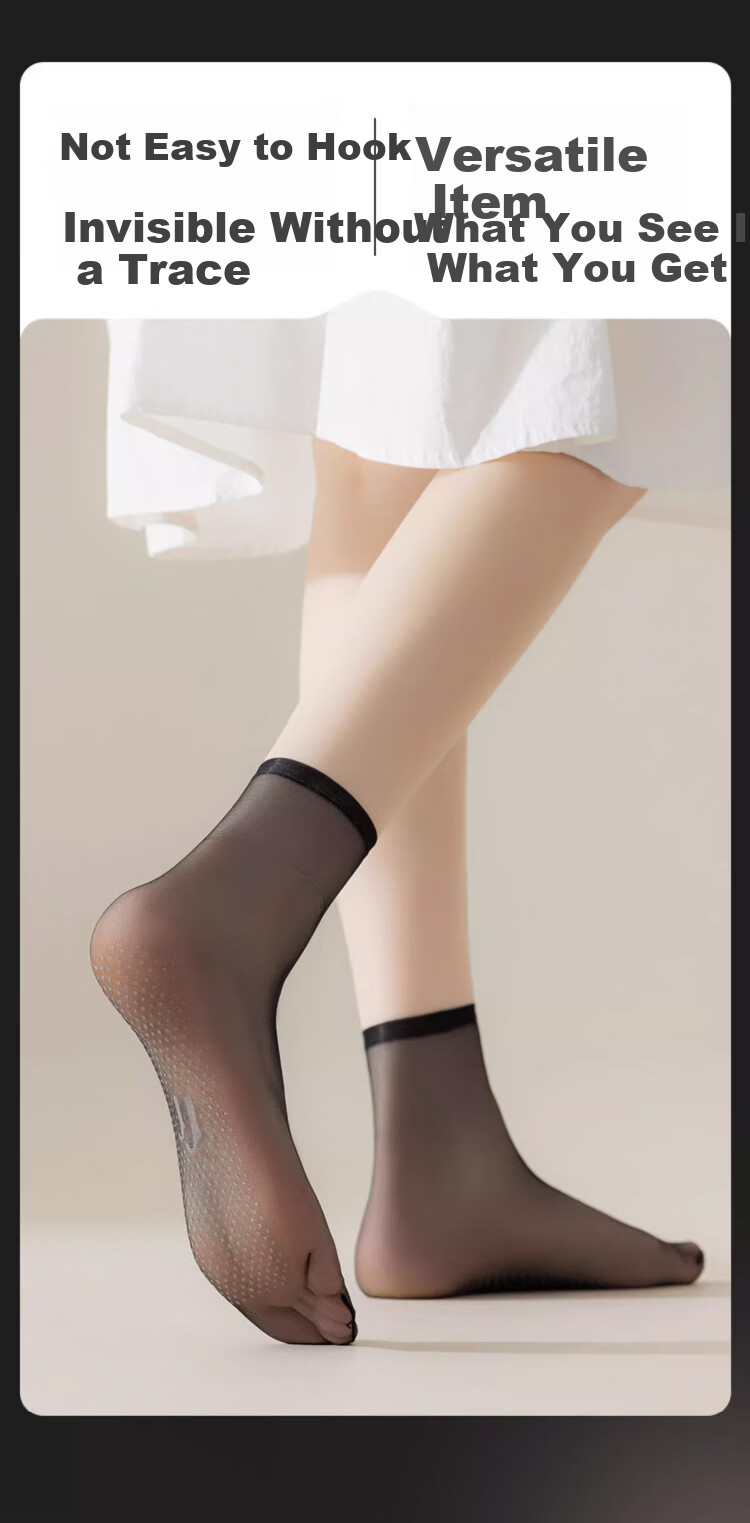 LangSha Women's Thigh-High Stockings, Spring And Summer Ultra-Thin 0D Crystal Silk Transparent Wear-Resistant Silicone Non-Slip Short Tube Flesh-Colored Socks for Wome 7