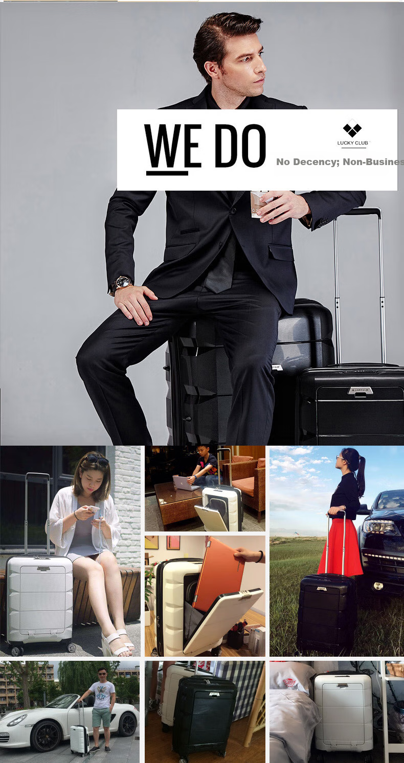 LUCKY CLUB Aluminum Frame Suitcase with Wheels for Men And Women, Business Travel Luggage, Stylish Multifunctional Front Opening 24-Inch Trolley Case 17