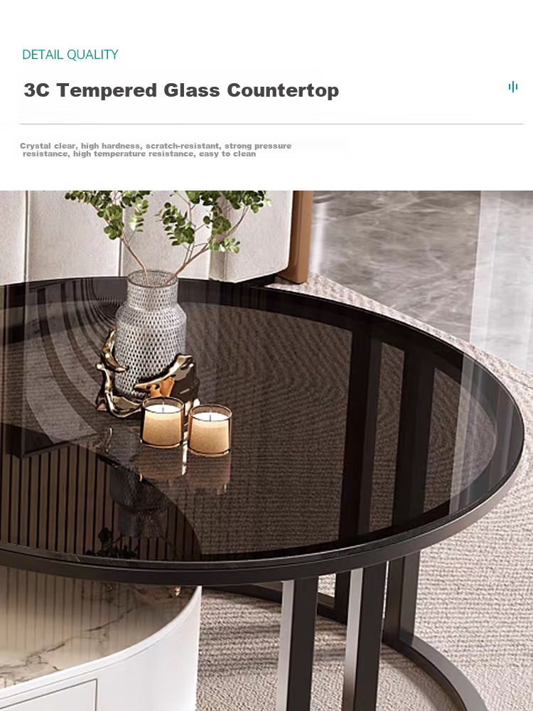 Gupujia Rock Slab Coffee Table, Living Room Modern Minimalist Light Luxury, Small Apartment Reception Tea Table, Sofa Glass Side Table, Balcony Small Corner Table 3