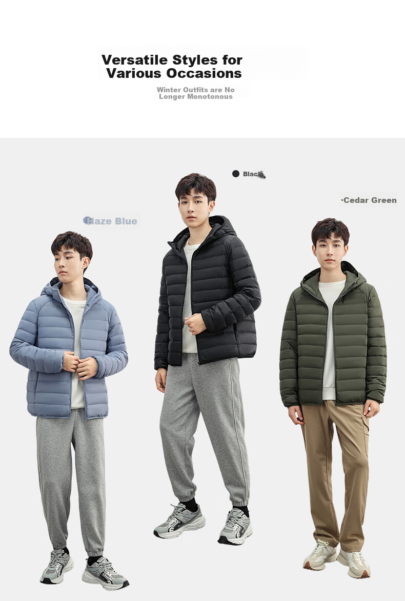 YAYA down Jacket for Men, Autumn And Winter Warmth, Solid Color Short Hooded Style, Unisex Lightweight down Coat, Suitable for Young And Middle-Aged Outdoor Activities 2