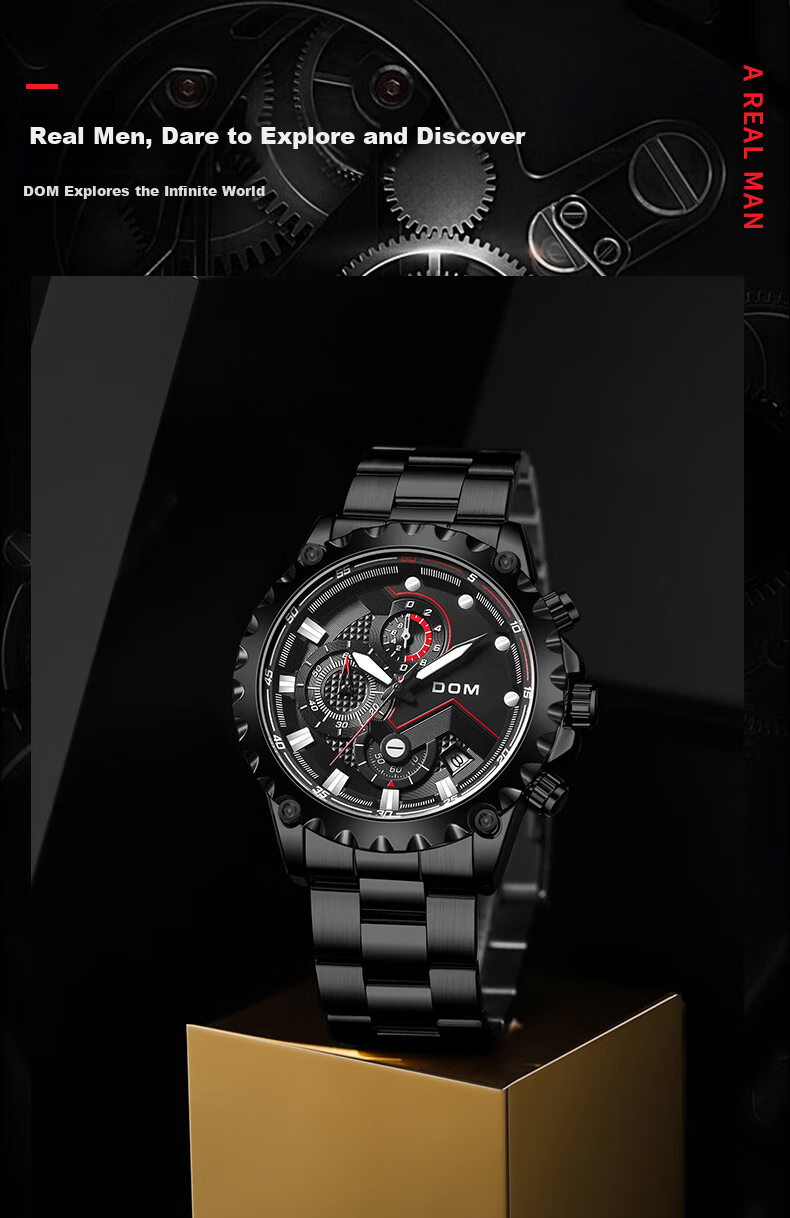 DOM Black Knight Watch, Men's Fully Automatic Mechanical Style, Luminous, Top Ten Brand Watches, New Year's Eve Gift for Boyfriend 2