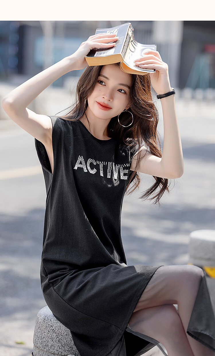 Dme [Jie Tie Chuangdiao] Summer 220G Suoluna Letter Bead Elegant Patchwork Women's Dress 11