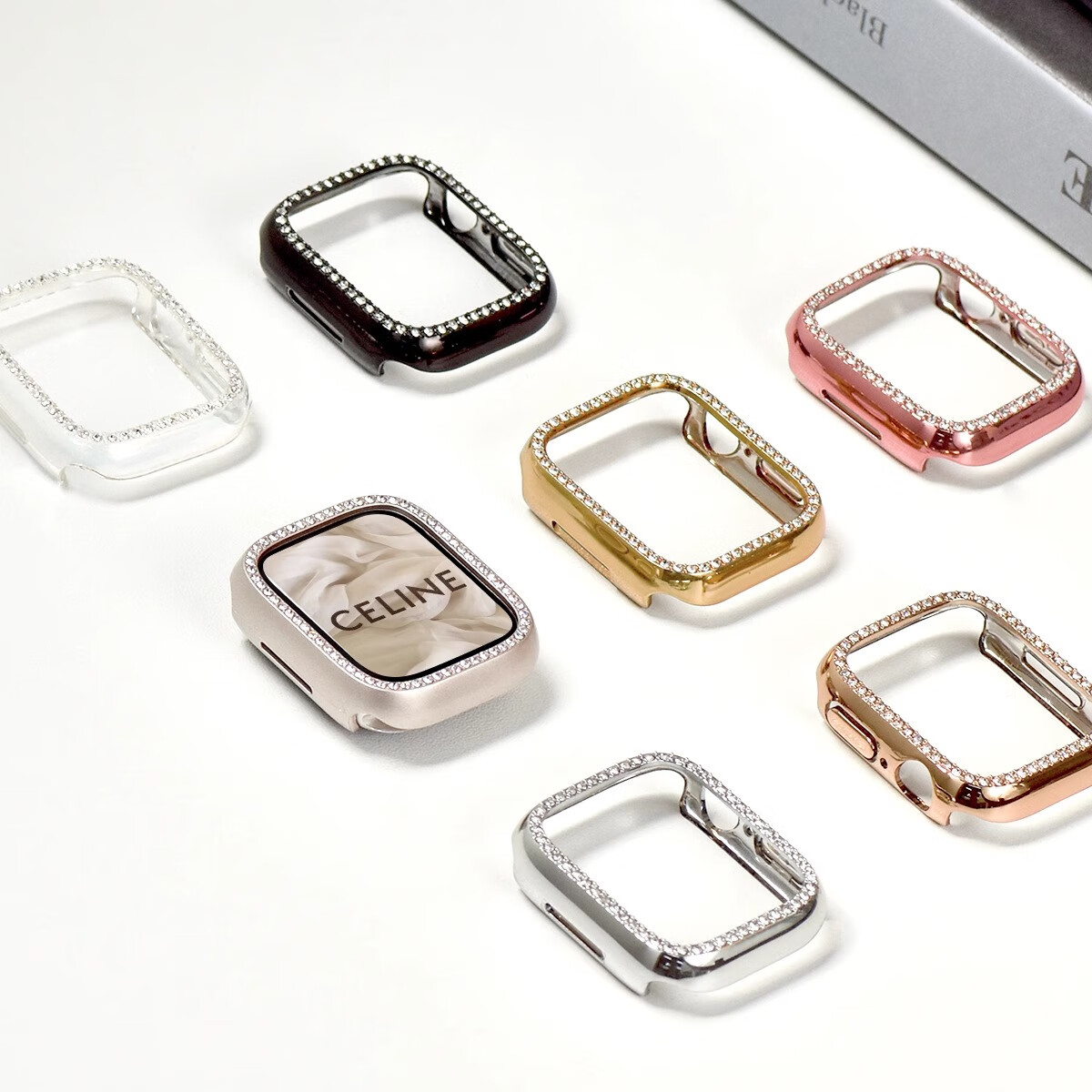 Biaodaige Compatible with Apple Watch Protective Case, Suitable for Apple Watch S4/5/6/SE3/2/1 New Models, Semi-Enclosed Single Row Diamond Protective Cover, Shockproof And Scratch-Resistant, 40MM Silver Color 2
