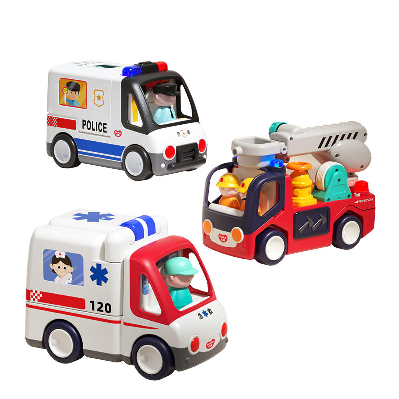 HuiLe Toys Electric Traffic Police Car Toy, Realistic Fire Truck Model, Electric Toy Ambulance, Early Education Children's Day Gift