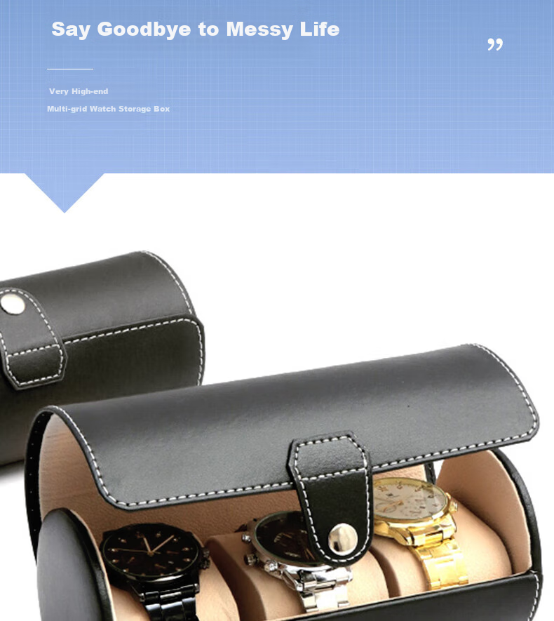 DUOJINJIANG Handmade Leather Rolex Watch Winder with 4 Watch Slots, Portable Travel Case, Collectible Box 3