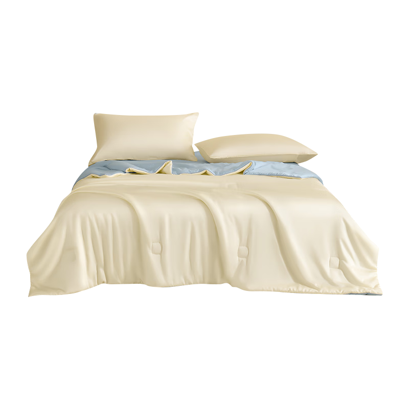 HLA Class A Washable Ice Silk Quilt Soybean Quilt Single Summer Cooling Air Conditioning Fiber Quilt 180*220cm White Blue