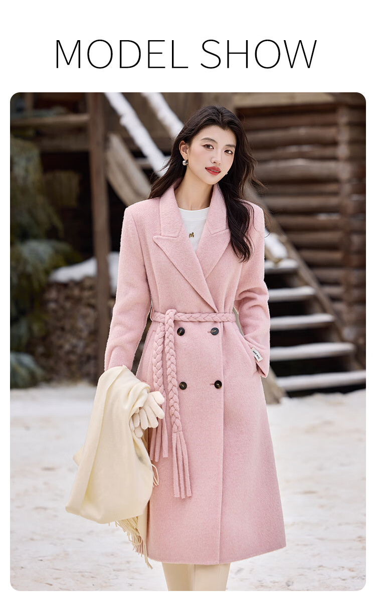 Bailuyu Wool Double-Faced Coat with Suit Collar, Straight Slim Fit, Winter 2025 New, Dark Gray, Women's M 4