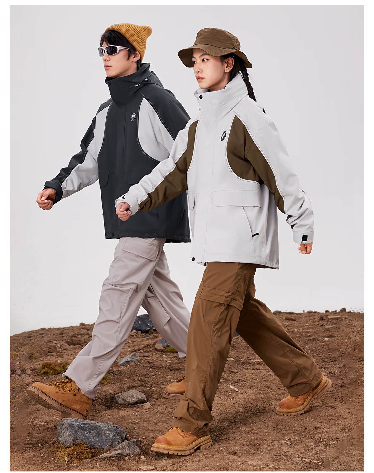 Panda Camel Series 3-in-1 Outdoor Jacket Unisex Windproof Rainproof Fleece Hiking Coat 1612, L 20
