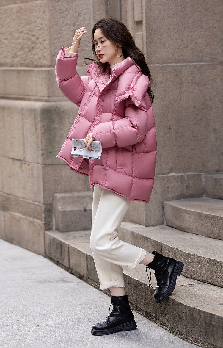 Dme Dopamine Cloud Puff Winter Warm Scarf 90% Duck Down Drawstring Short Women's Down Jacket 5