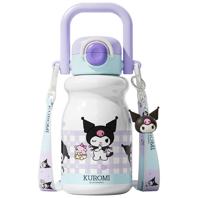 SANRIO Water Bottle, 316 Stainless Steel Insulated Cup, Hot And Cold Cup, 540ML Capacity, Dual-Use Children's Water Bottle, 2556 Kuromi