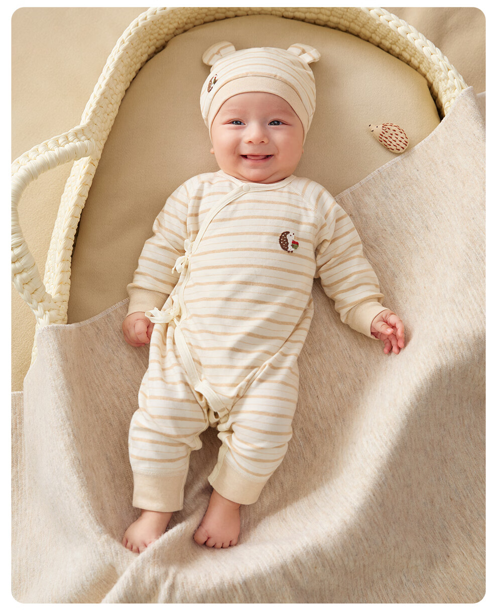 Wismorni Newborn Baby Romper Spring Autumn Pure Cotton Seamless Monk Suit Bodysuit for Infants 3
