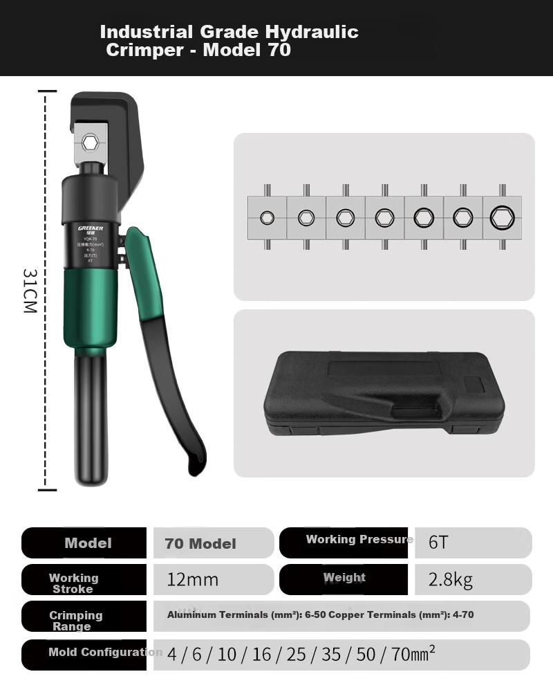 GREENER Household Hydraulic Crimping Pliers, Terminal Crimper, 16-240 Square Manual Crimping Tool for Cable Lugs, Professional Electrician's Tool 12