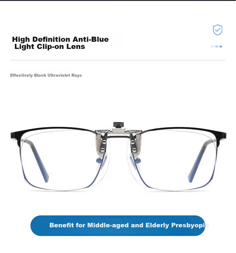 Lianshang Anti-Blue Light Reading Glasses for Nearsightedness, Flip-Up Clip-On Style, High Definition, Portable, 200 Degrees 6