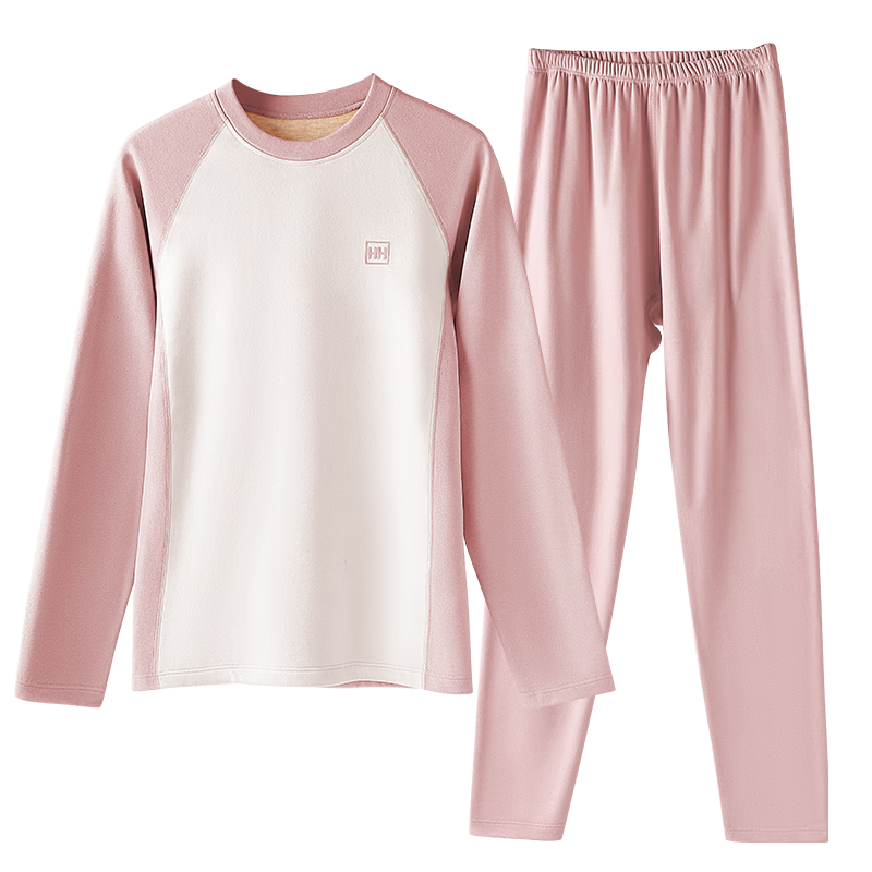 Me feeling Teen Antibacterial Anti-Mite Cashmere Colorblock Raglan Thermal Underwear Set for Boys and Girls