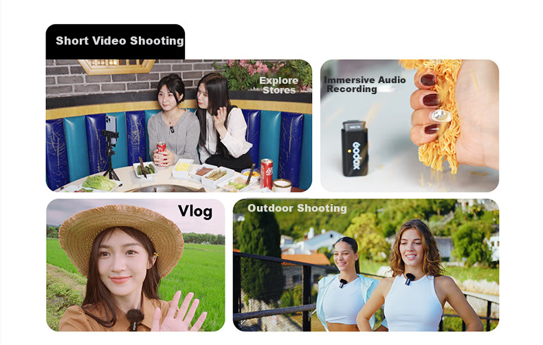 Godox WES Wireless Microphone, Portable Clip-On, for Outdoor Interviews And Recording, Suitable for Various Streamers And Live Broadcasts, Noise Reduction Sound Card, One-To Lighting Versio 12