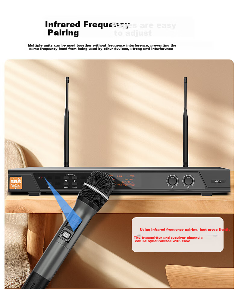 BBS G-28 [Flagship Bestseller], Wireless Microphone System, UHF Dual-Channel Professional Teaching Microphones, Stage Host Microphones, KTV Home Karaoke System for Family Use 14