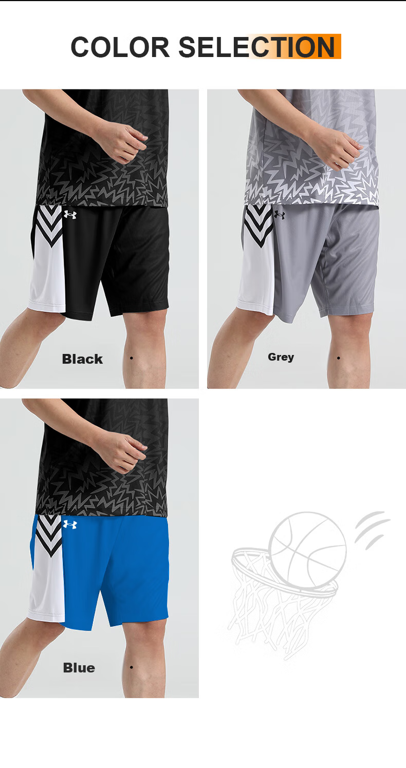 Under Armour Quick-Dry Sports Shorts, Running Training Basketball Shorts, Competition Uniforms, Breathable Comfortable Knee-Length Shorts 1