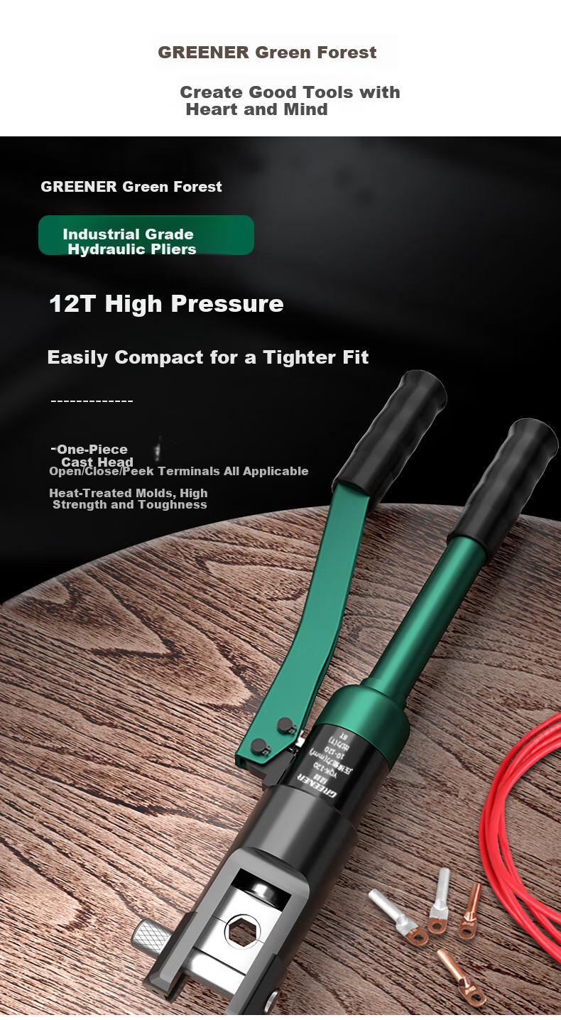 GREENER Household Hydraulic Crimping Pliers, Terminal Crimper, 16-240 Square Manual Crimping Tool for Cable Lugs, Professional Electrician's Tool 2