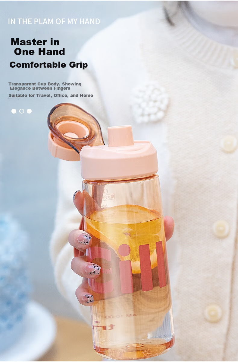 Cille Large Capacity Plastic Cup, Tritan Material Sports Water Bottle, for Men And Women, Students, Portable with Handle, Tea Infuser Cup 3