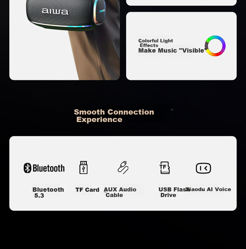 Aiwa AH-22 [Xiaodu AI Voice] Portable Handheld KTV Bluetooth Square Dance Speaker, RGB Camping Party Outdoor Karaoke Speaker All-In Home Dual Microphone Graduation Gift 4