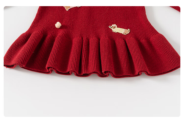 Fanlie Girls Autumn Dress Fashion Knitted Princess Dress Children's Birthday First Birthday Baby Dress Spring and Autumn 4
