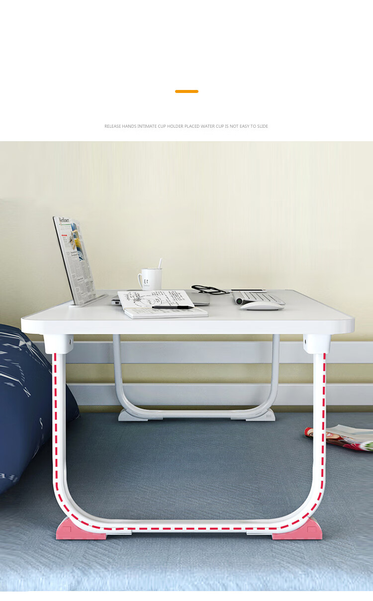 Huakaizhixing Bedside Small Table, Laptop Desk for Bed, Study Desk, Writing Desk, BGZ698 White, 70*48 9