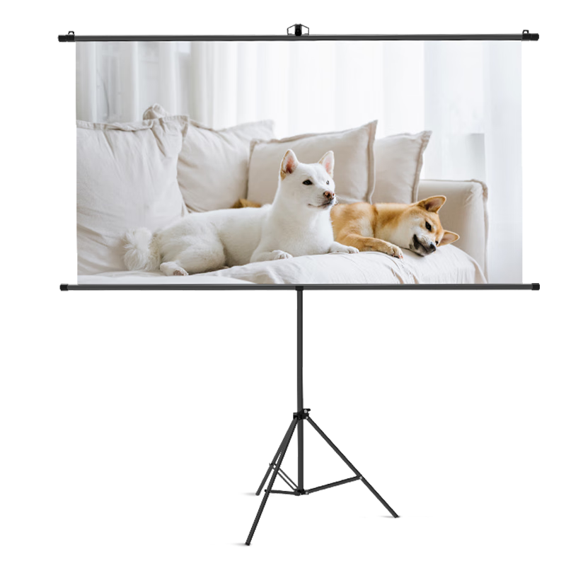 Deli 72-Inch 16:9 Dual-Use Screen for Wall And Stand, White Fiberglass Projection Screen, Simple Home Use, Can Be Used As Stand Or Hung, Projector Screen MS301