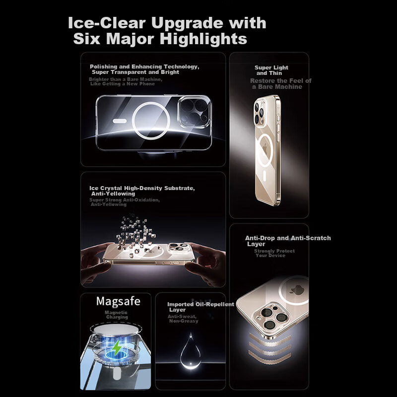Чехол для Apple iPhone 13 Pro Max, Xuanka, прозрачный, противоударный, с защитой камеры, MagSafe