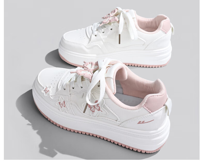 Warrior Butterfly Women's Autumn New Versatile Creamy Fufu Thick Sole White Sneakers Canvas Shoes Mesh Student Shoes Off-White 37 6