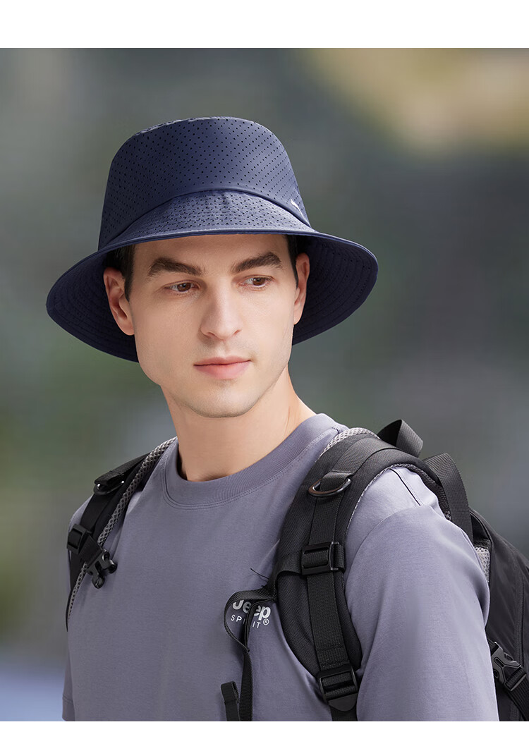 JEEP Men's Summer Fisherman Hat, Outdoor Mesh Breathable Bucket Hat, Sun Protection Hiking Cap for Women, Rock Gray 23