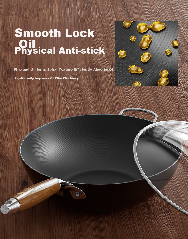 Suncha Iron Wok, High-Purity Pure Iron Non-Coated Non-Stick Pan for Stir-Frying, Compatible with Gas And Induction Stoves, 32cm, Pre-Seasoned 10