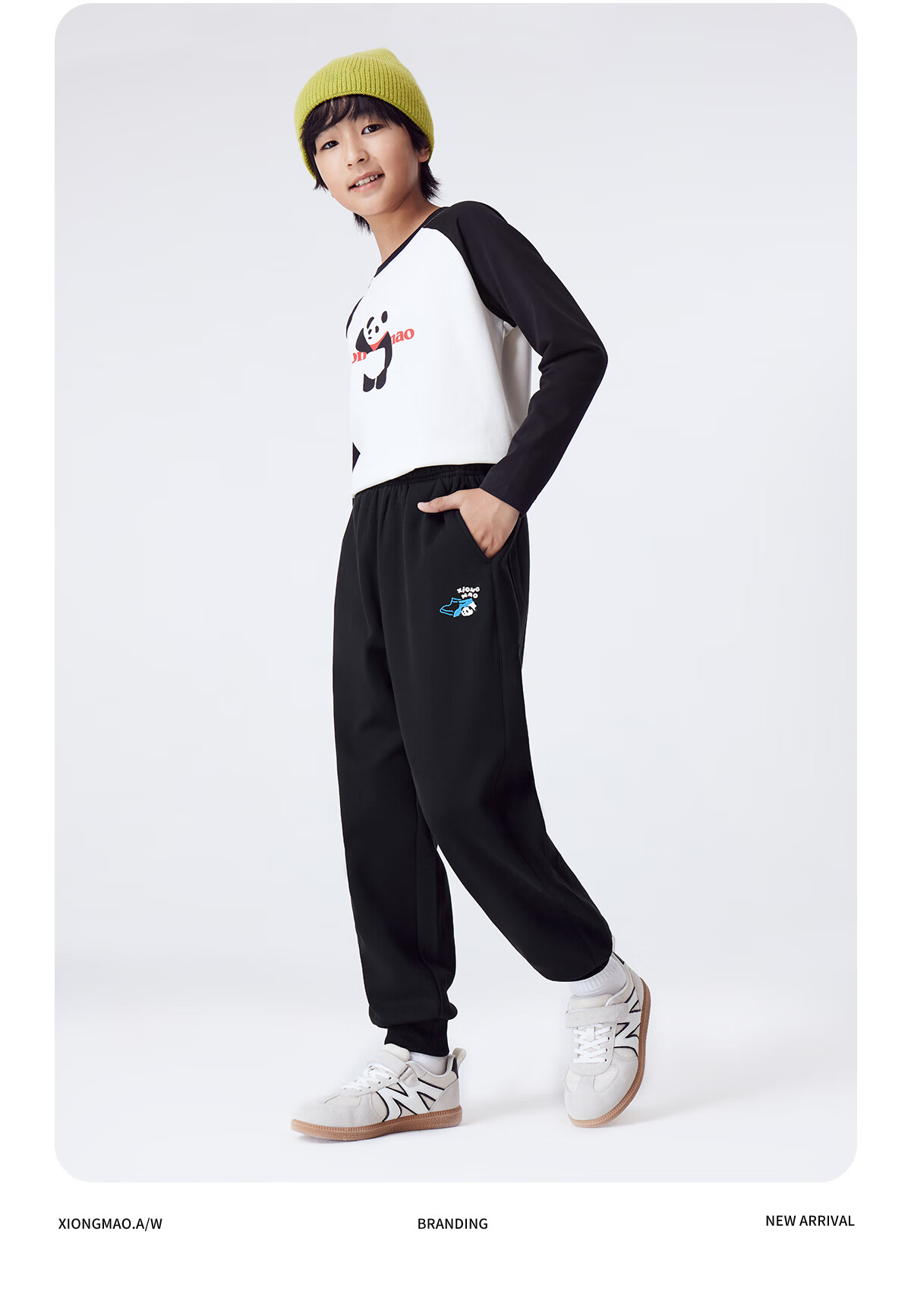 Panda Camel Series Kids Sports Long Pants Girls Autumn Winter Fleece Warm Antibacterial Knit Pants Boys K339,130 3