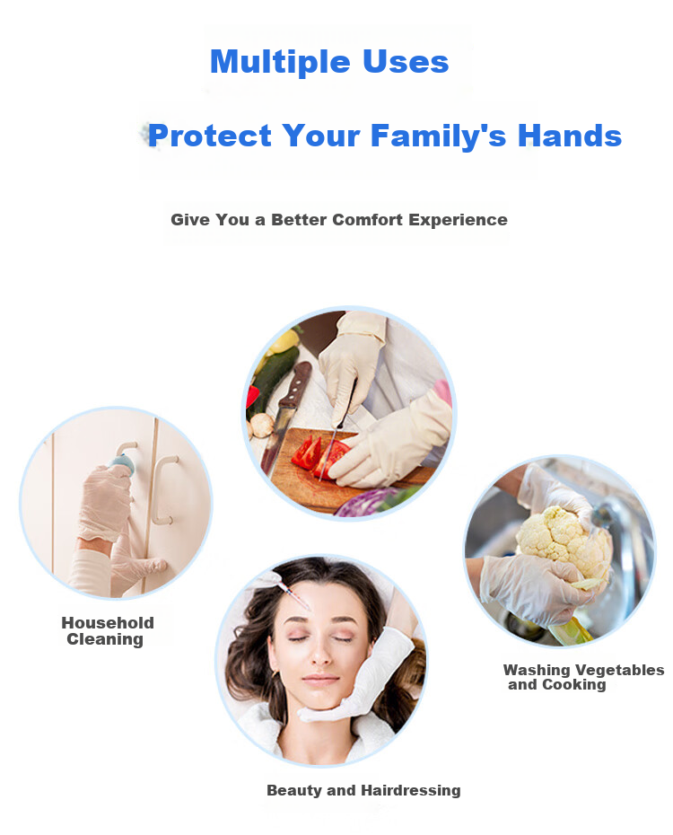 WOLSGIN Disposable Gloves, Nitrile Gloves, 100 Pieces, Small Size, Rubber, Food-Grade, Thickened, Durable, Kitchen Protection, White 4