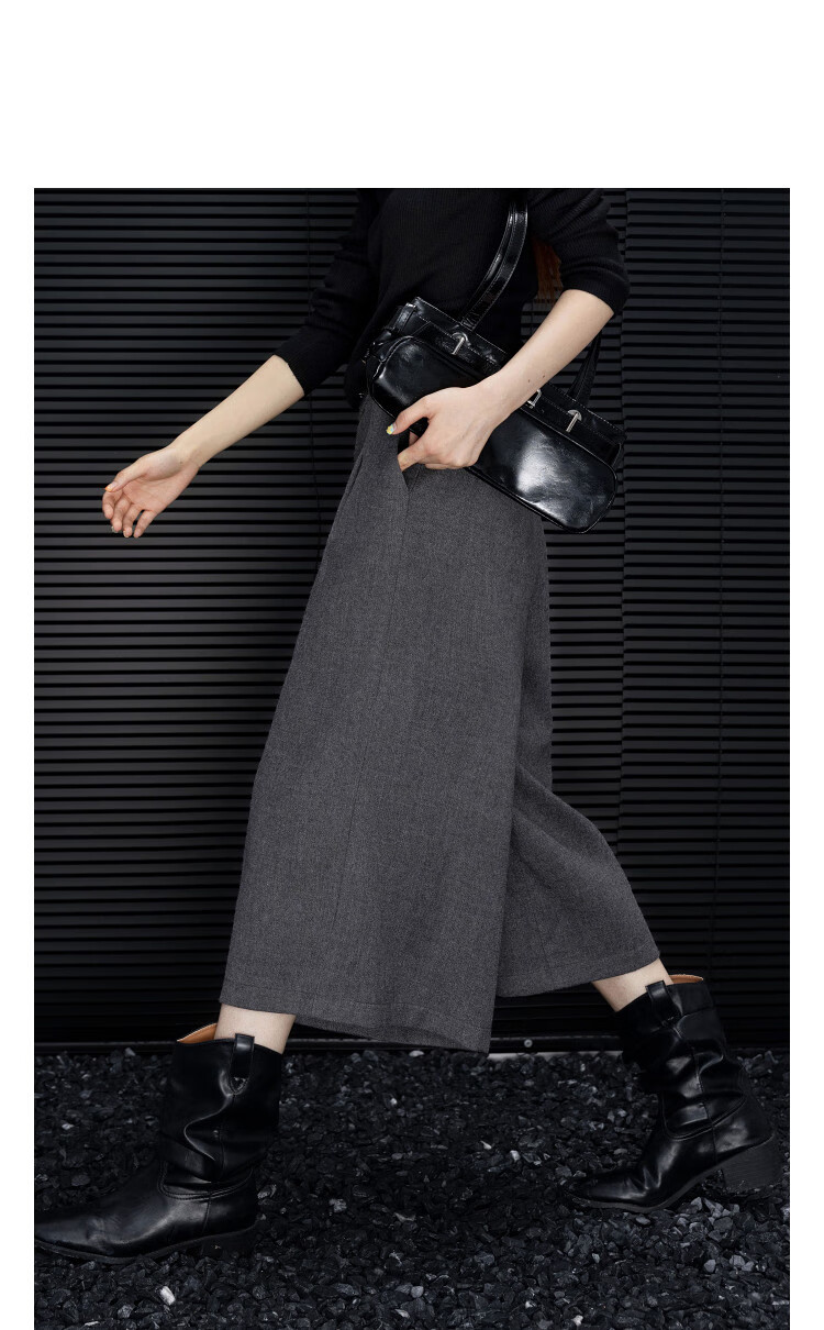 Demana [Smart Warmth] Cropped Pants 25 Winter Wrinkled Wide-Leg Textured Wool Blend Slimming Casual Pants for Women Premium Feel 11