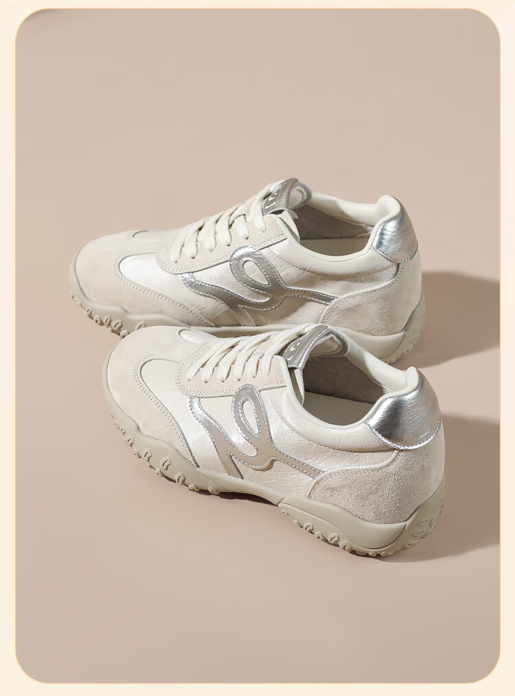 Zhuoshini 7cm Height Increasing German Training Shoes Women Breathable Casual Sneakers Sports Shoes Stylish Versatile Silver Size 38 19
