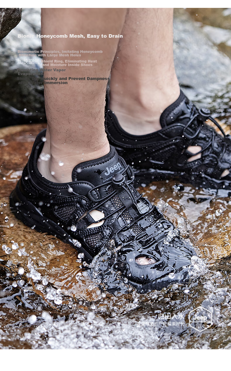 Jeep River Tracing Shoes for Men And Women, Outdoor Breathable Hiking Shoes, Women's Amphibious Quick-Dry Crocs-Style Shoes, Non-Slip Wear-Resistant Mountaineering Shoes for Wome 15