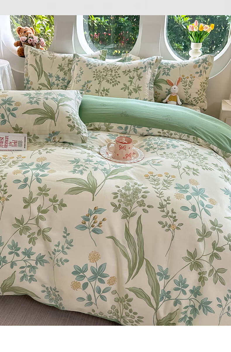 AVIVI Class A Pillowcase Pair Pure Cotton Home Use Single Pillowcase Pillow Core Cover Green Wild 48*74cm 3