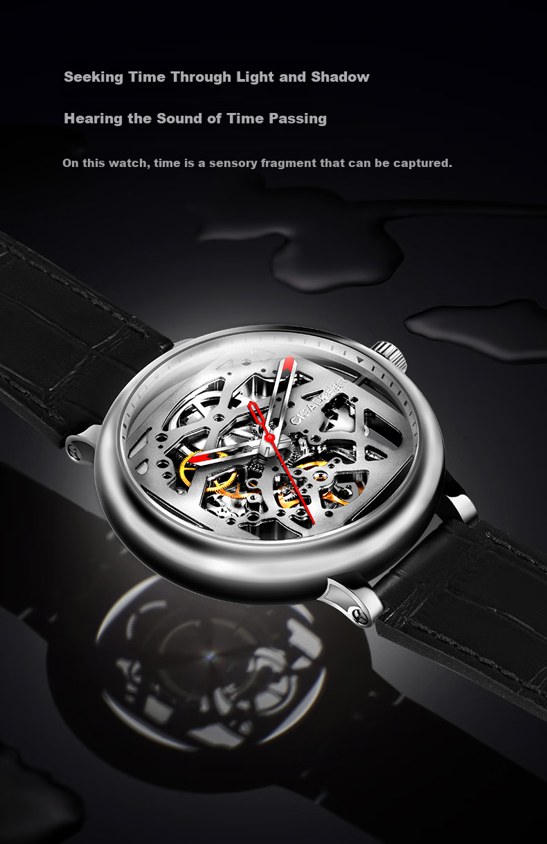 CIGA Design Z Series Square And Round Path Fully Skeletonized Mechanical Watch for Men, Birthday Gift 3