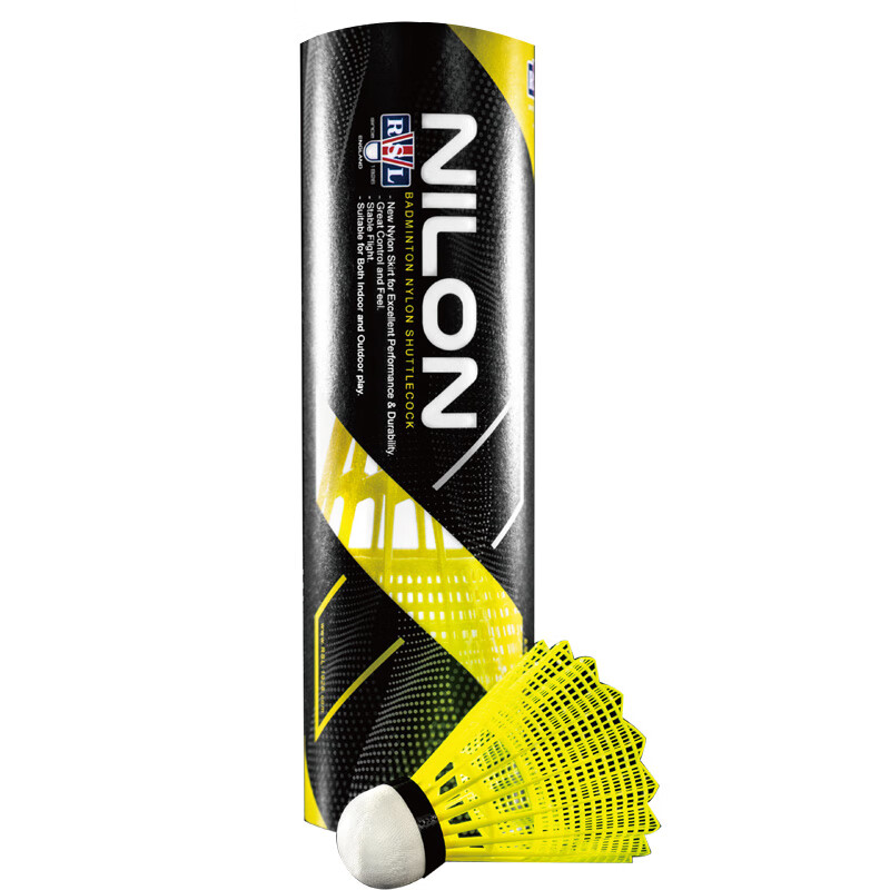 Воланы для бадминтона RSL NILON X, желтые, средняя скорость, нейлон/пластик, 6 штук в тубусе